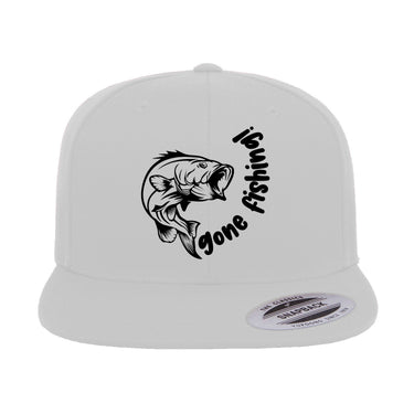 Gone Fishing Embroidered Flat Bill Cap